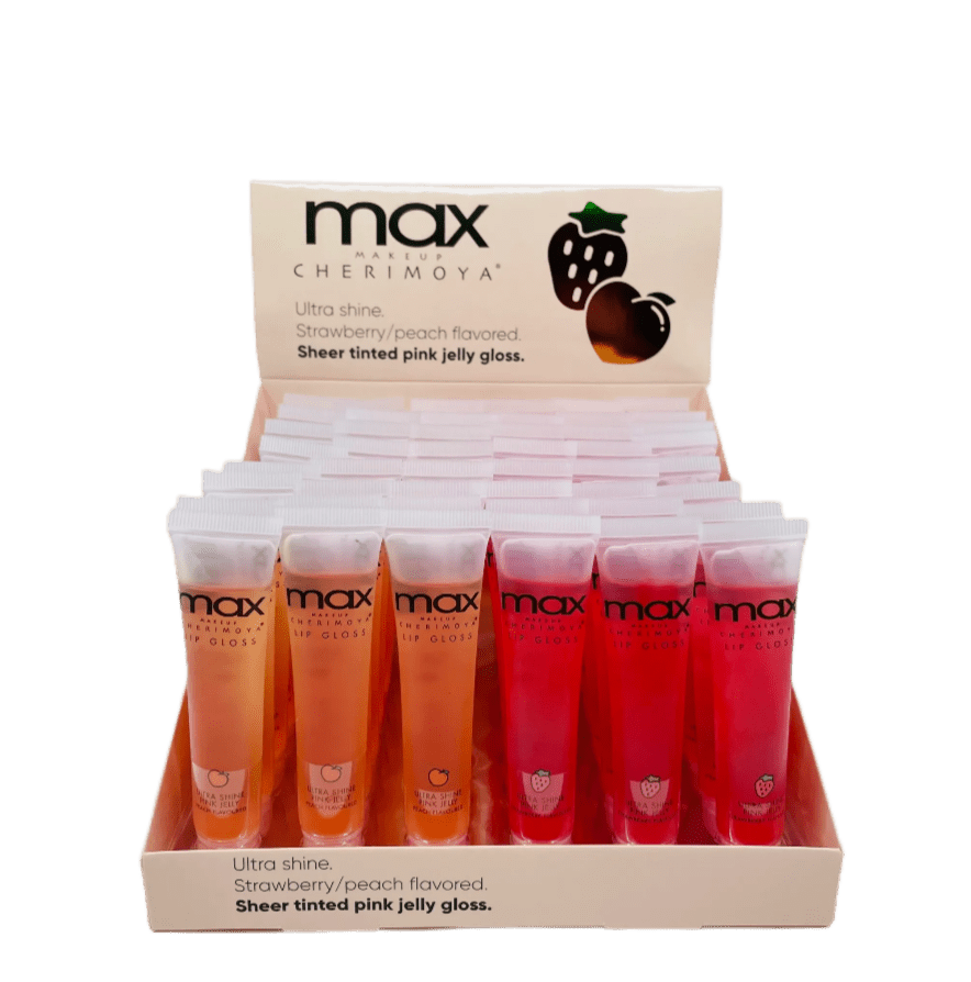 CH - MLC8305 - P : MAX Lip Gloss - Sheer Tinted Pink Jelly Gloss/Strawberry &Peach 4 DZ - CosmeticholiccherimoyaCHMLC8305-PLipsCH - MLC8305 - P : MAX Lip Gloss - Sheer Tinted Pink Jelly Gloss/Strawberry &Peach 4 DZ