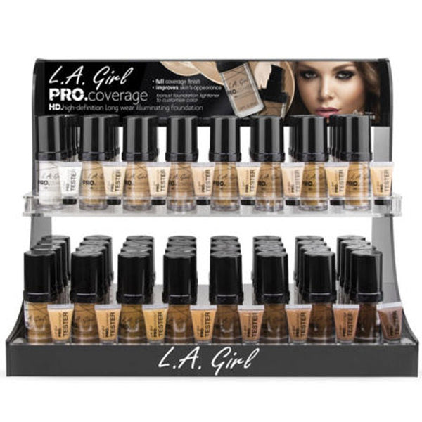 GCD253.1: Pro Coverage Illuminating Foundation Display Set 144 PC + 16 Tester - CosmeticholicL.A. GirlGCD253.1FaceGCD253.1 LA Girl Pro Coverage Illuminating Foundation Display Set Wholesale - Cosmeticholic