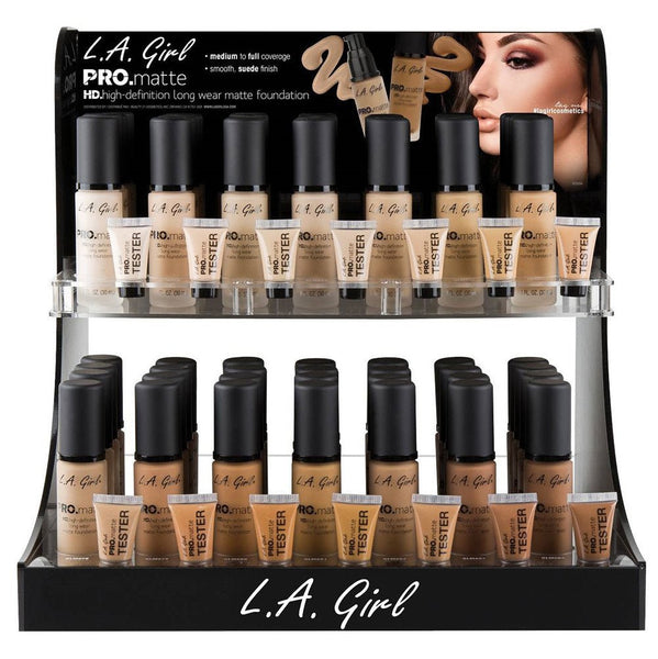 GCD266.1 : Pro Matte Foundation Display Set 84 PC + 14 Testers - CosmeticholicL.A. GirlGCD266.1FaceLA Girl Pro Matte Foundation Wholesale - Cosmeticholic