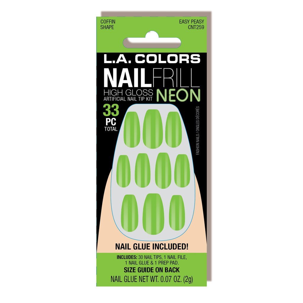 LAC - CNT258~262 : Nail Frill Neon Artificial Nail Tip Kit 3 PC - CosmeticholicL.A. COLORSLACCNT259NailsCNT259 Easy PeasyLAC - CNT258~262 : Nail Frill Neon Artificial Nail Tip Kit 3 PC