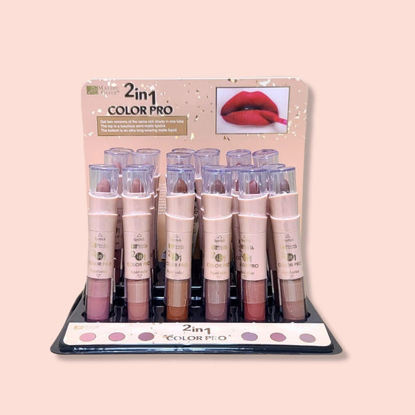 MG - ML178B 2in1 Color Pro Lipstick & Liquid Color : 2 DZ - CosmeticholicMalibu GlitzMGML178BLipsMG - ML178B 2in1 Color Pro Lipstick & Liquid Color : 2 DZ