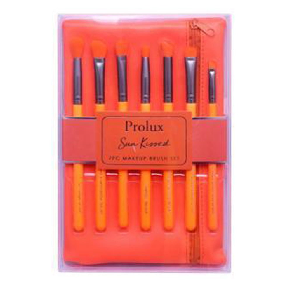PX - K813 Sun Kissed 7PC Makeup Brush Set - Orange 3 PC - CosmeticholicProluxPXK813OTools & BrushesProlux Sun Kissed 7PC Makeup Brush Set Orange Cosmetic Wholesale - Cosmeticholic