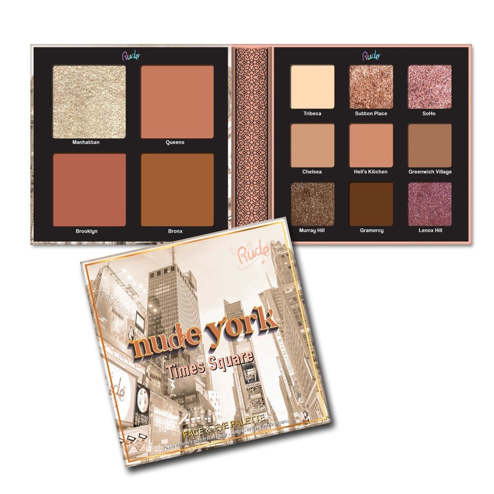 RU - 21047 Nude York Face & Eye Palette : 4PC - CosmeticholicRudeRU21047EyesRude 21047 Nude York Face & Eye Palette Wholesale - Cosmeticholic