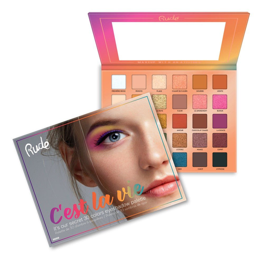 RU - 88008 : C'est La Vie - 30 Eyeshadow Palette 6 PC - CosmeticholicRudeRU88008EyesRude Cosmetics 88008 C'est La Vie 30 Color Eyeshadow Palette Wholesale - Cosmeticholic
