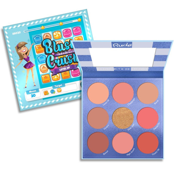 RU - 88030 : Blush Crush 9 Color Blush Palette - Level Up 6 PC - CosmeticholicRudeRU88030FaceRU - 88030 : Blush Crush 9 Color Blush Palette - Level Up 6 PC