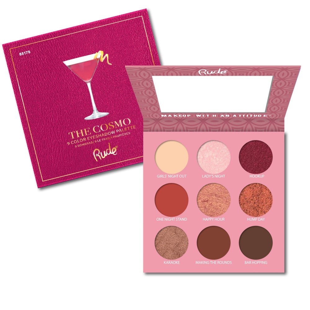 RU - 88179 : Cocktail Party 9 Color Eyeshadow Palette - The Cosmo 6 PC - CosmeticholicRude88179EyesRude Cosmetics 88179 The Cosmo : Cocktail Party 9 Color Eyeshadow Palette Wholesale - Cosmeticholic
