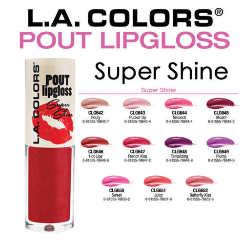 L.A. COLORS Pout Shiny Lipgloss Super Shine Shimmer wholesale cosmetics-Cosmeticholic