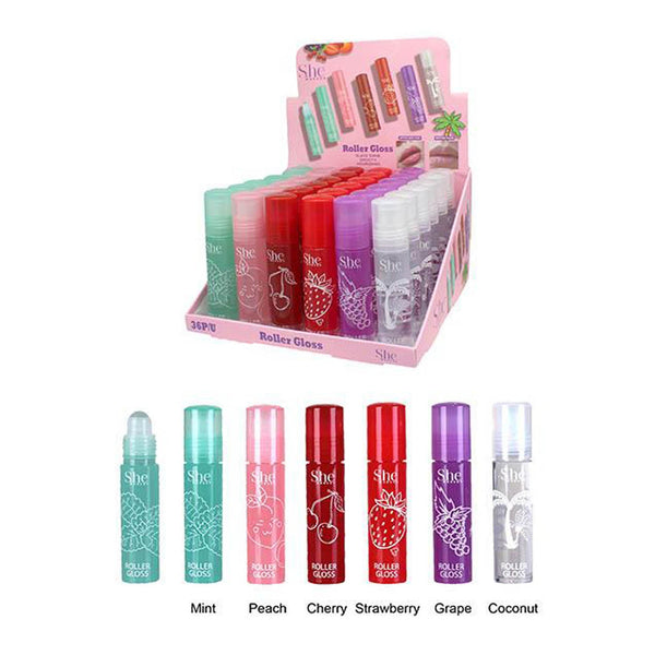 SH - LG13 Fruity Roller Gloss : 36 PC - CosmeticholicS.heSHLG13LipsMake Up S.he - LG13 Fruity Roller Gloss Cosmetic Wholesale - Cosmeticholic